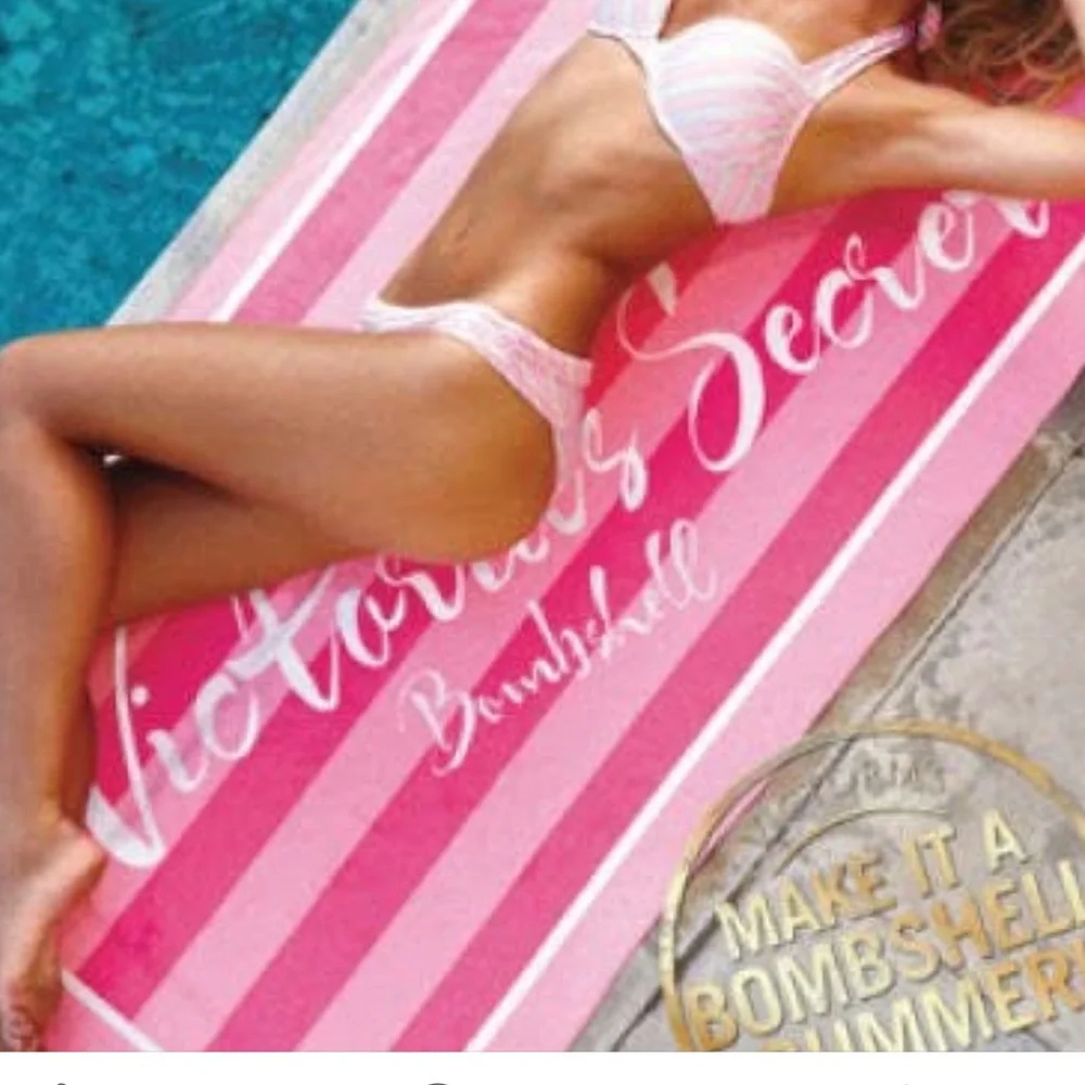 RARE Victoria's Secret Bombshell Pink Striped Towel - Limited